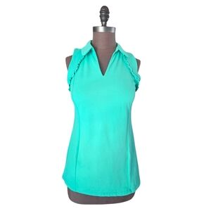 Lilly Pulitzer Aqua Ruffle Tank Top